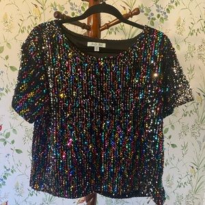 Rainbow sequins top